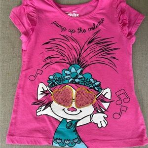 Dreamworks, Trolls, Shirt Sleeve, Shirt, Pink, Size 4T